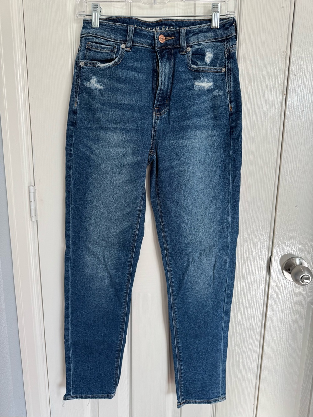 American Eagle Outfitters Women's Dark Blue Stretch Mom Jeans
